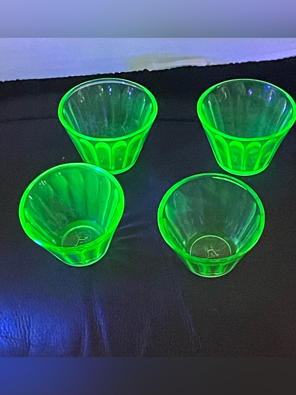 4 Hazel Atlas Rest Well Uranium Glass Tumblers